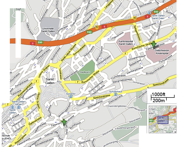 city map of St Gallen